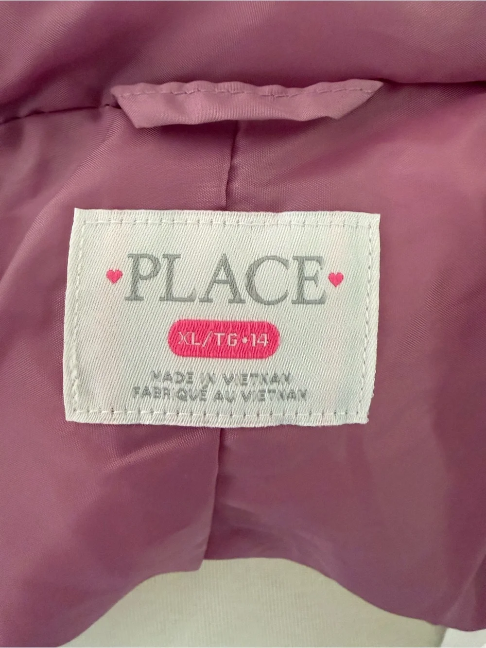 The Children’s Place lilac Puff Jacket-Like New-Size XL/14